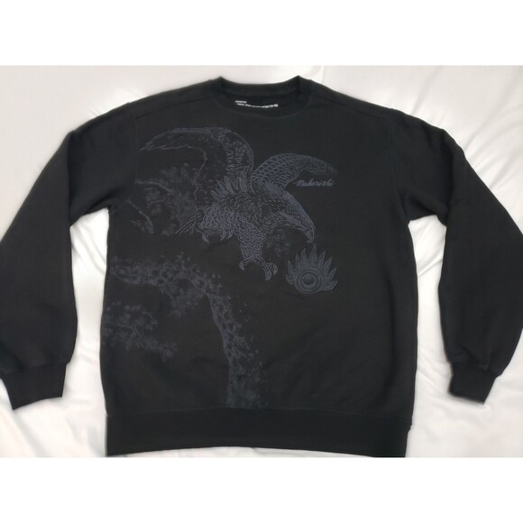 Maharishi Sweatshirt Mens Large Black Hemp Cotton Embroidered Winter Eagle - Picture 3 of 12
